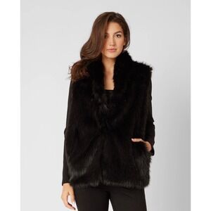 DAVID LAWRENCE Black Fur Vest RARE Rabbit Soft 10 Small Medium Australian Design